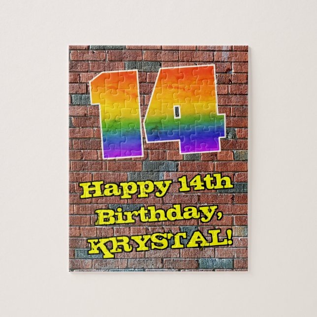 14:e födelsedagen: Roligt Graffiti-Inspired Rainbo Pussel (Vertikal)
