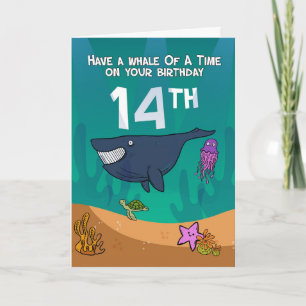 14:e födelsedagen, valar Starfish and turtle, Card Kort