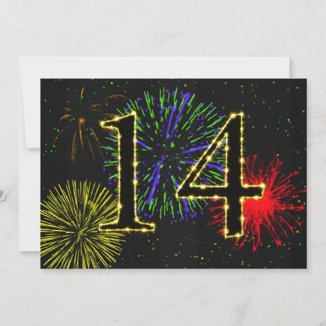 14:e födelsedagsfestens inbjudan (Framsida)