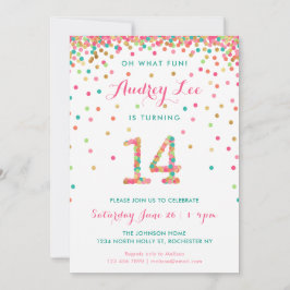 14:e födelsedagsinbjudan för flickor fjortonde föd inbjudningar