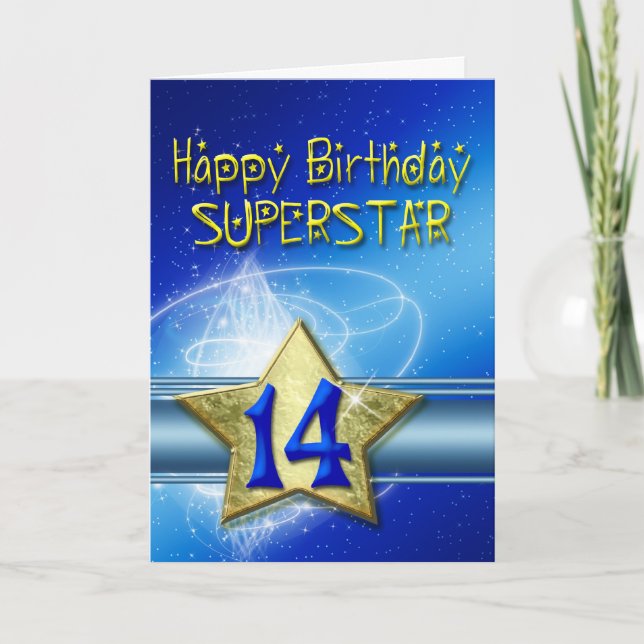 14:e födelsedagskort för Superstar Kort (Framsida)