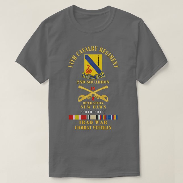 14:e kavalleriregementet med Cav Br 2:a kvadraten  T Shirt (Design framsida)