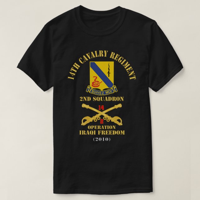 14:e kavalleriregimen med Cav Br 2:a fyrkantsopera T Shirt (Design framsida)