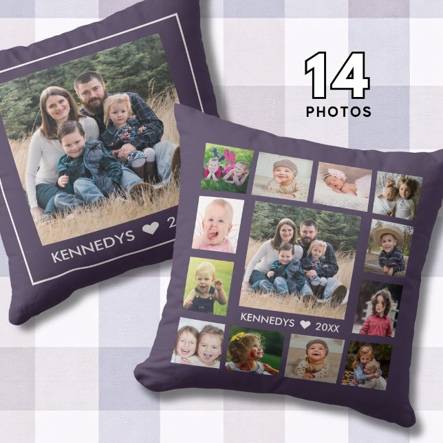 14 Familjefoto Collage Skapa din egen Lila Kudde (Skapare uppladdad)