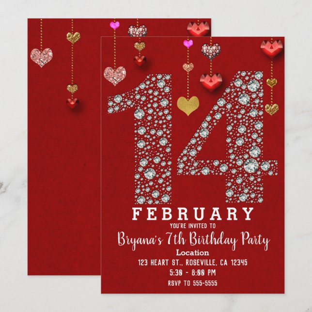 14 februari 14:e röda hjärtans Valentinesfest Inbjudningar (Fram/baksida)