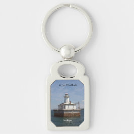 14 Foot Shoal Light metallnyckelring Rektangulärt Silverfärgad Nyckelring