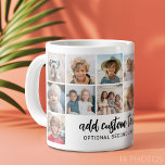 14 Foto Collage Grid - 2 textrutor - svart vitt Jumbo Mugg<br><div class="desc">Använda 14 SQUARE-foton för att skapa ett personligt fotokollage mugg. Den här moderna, rena layouten innehåller 2 textblock - 1 i ett trendig-skript och 1 i ett sansserif-teckensnitt för att lägga till en familj namn eller namn. Bakgrunden färg och typsnitt kan ändras i anpassningsområdet. ***För bästa resultat för den här...</div>