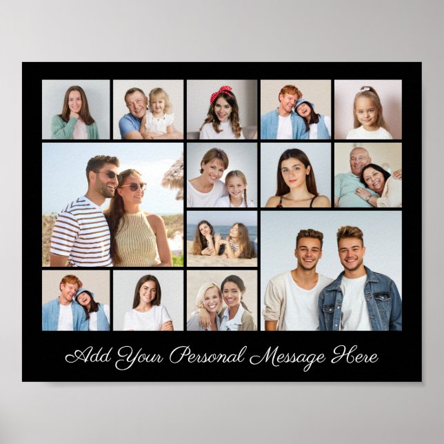 14 Fotokollage lägg till din egen Hälsning Poster (Framsidan)