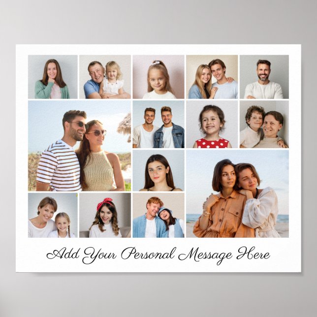 14 Fotokollage lägg till din egen Hälsning Poster (Framsidan)