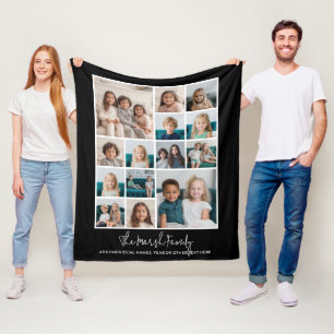 14 Fotokollage med kalligrafiktyp - svart Fleecefilt
