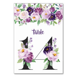 14 Lila & Lavender Watercolor Ro Bordsnummer