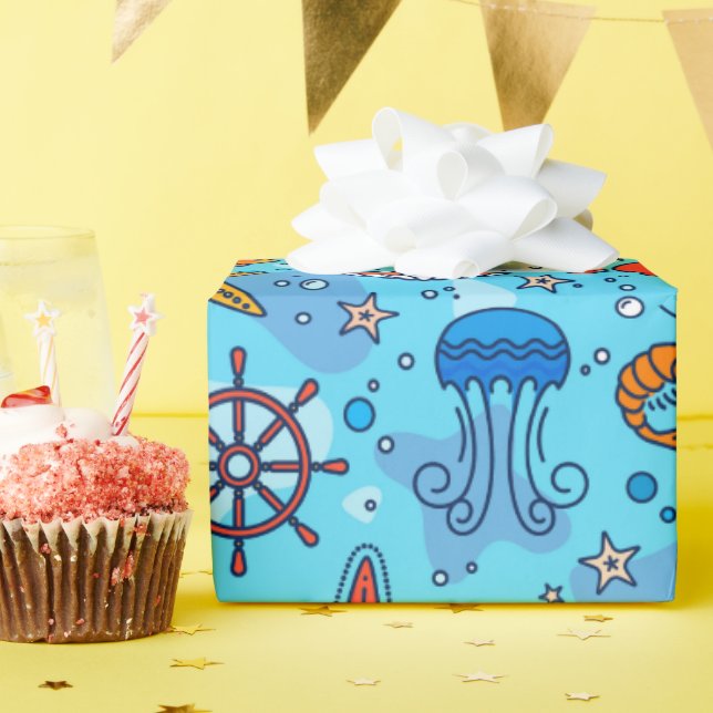 #14 Nautiska havets Pappra "stor Storlek" Presentpapper (Födelsedagsfest)