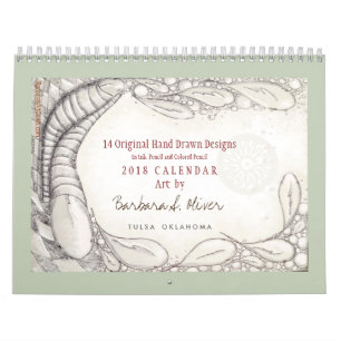 14 original- teckningar, kalender 2018