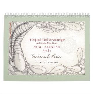 14 original- teckningar, kalender 2018
