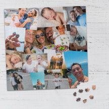 14 överlappande Photos Collage-mall på ett slumpmä