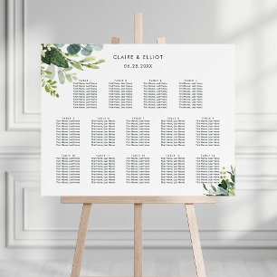 14 Sätesdiagram för Bord Eucalyptus Foliage Bröllo Poster