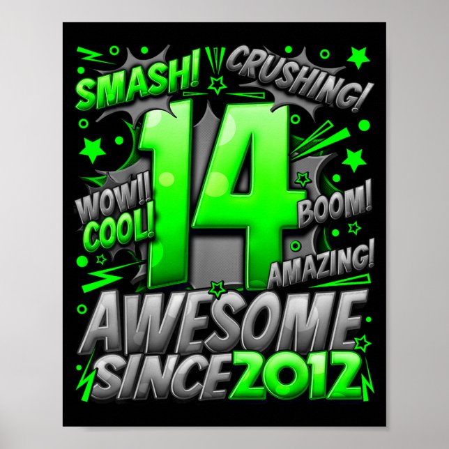 14 Year Old For Boys 14th Birthday Boy 14 Year Old Poster (Framsidan)