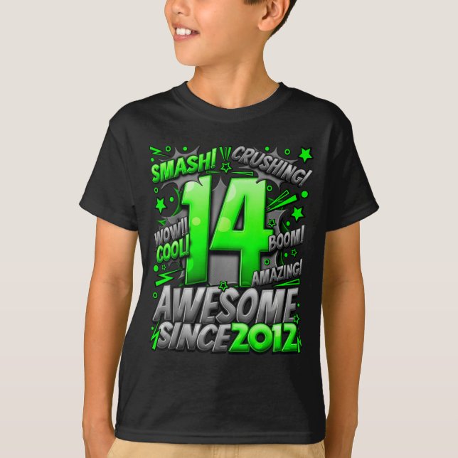 14 Year Old For Boys 14th Birthday Boy 14 Year Old T Shirt (Framsida)