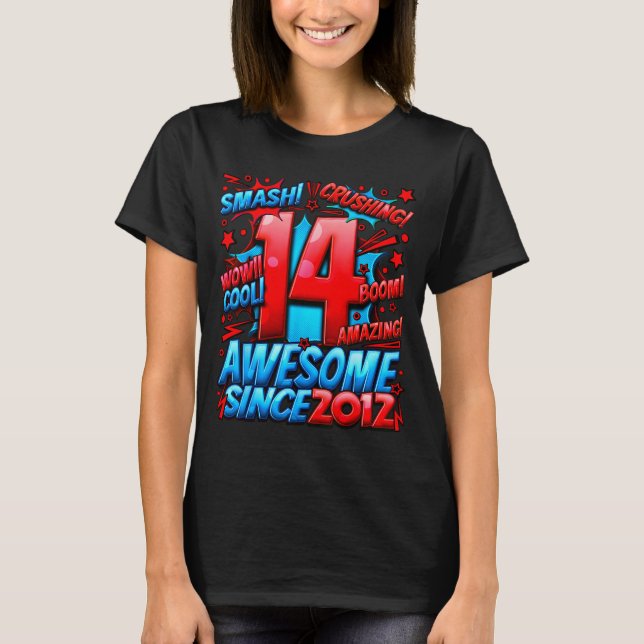 14 Year Old For Boys 14th Birthday Boy 14 Year Old T Shirt (Framsida)