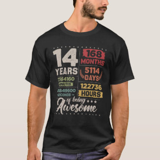 14 Years Of Being Awesome Retro Countdown 14Th Bir T Shirt