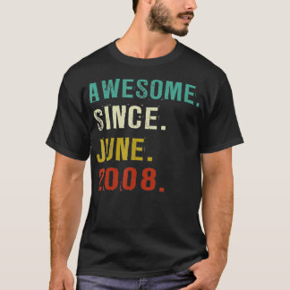 14 Years Old Awesome Since June 2008 14th Birthday T Shirt