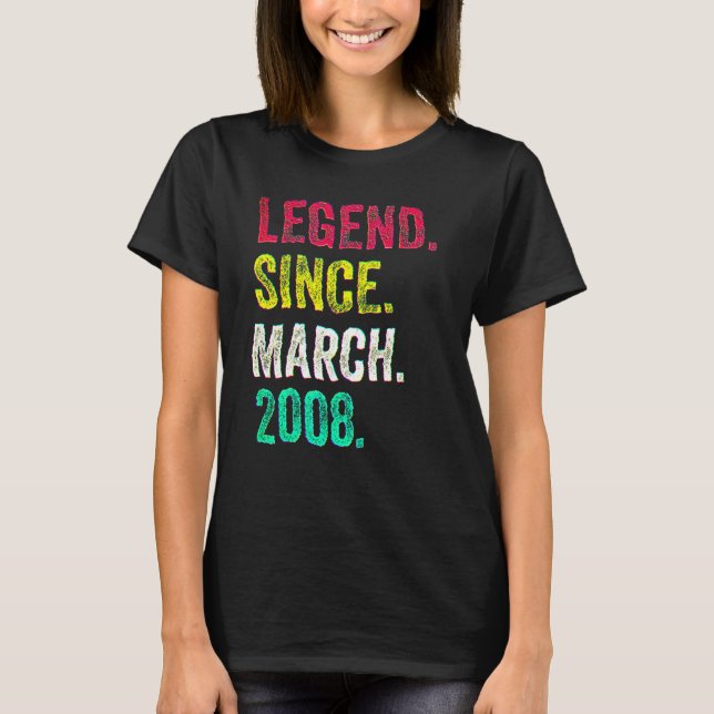 14th Birthday  14 Years Old Legend Since March 200 T Shirt (Framsida)