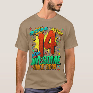 14th Birthday Comic Style Awesome Since 2009 14 Ye T Shirt