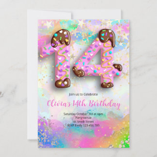 14th Birthday Girls Invitation Inbjudningar