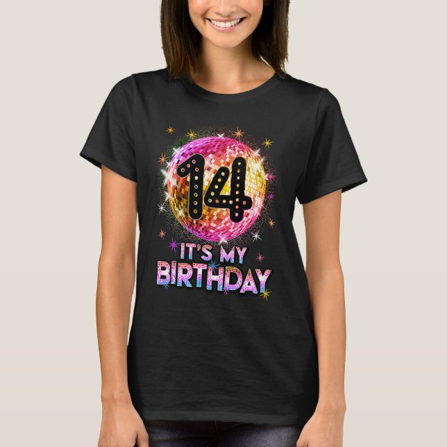 14th Birthday Outfit For Girls 1970s Retro Ball Di T Shirt (Framsida)