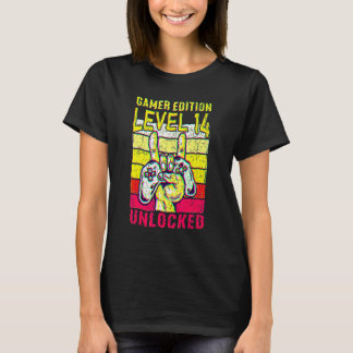 14th Birthday Video Gamer Edition Level 14 Unlocke T Shirt