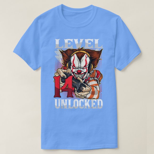 14th Birthday Video Gamer Scary Clown Turning 14 G T Shirt (Design framsida)