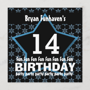 14th Födelsedag eller NÅGON STJÄRNA V14A för Inbjudningar