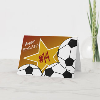 14th födelsedag för lycklig, fotbollstjärna! kort