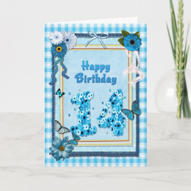 14th Födelsedagen med en scrapbook verkställer Kort (Framsida)