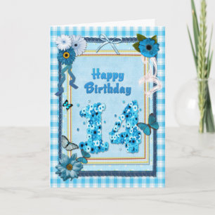 14th Födelsedagen med en scrapbook verkställer Kort