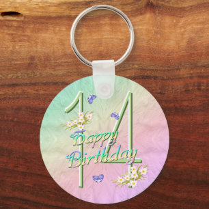14th Födelsedagfjärilsträdgård Keychain Nyckelring