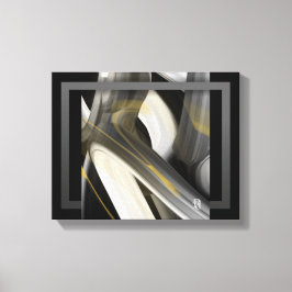 14x11" Trend Abstract Art Canvas Black White Gold