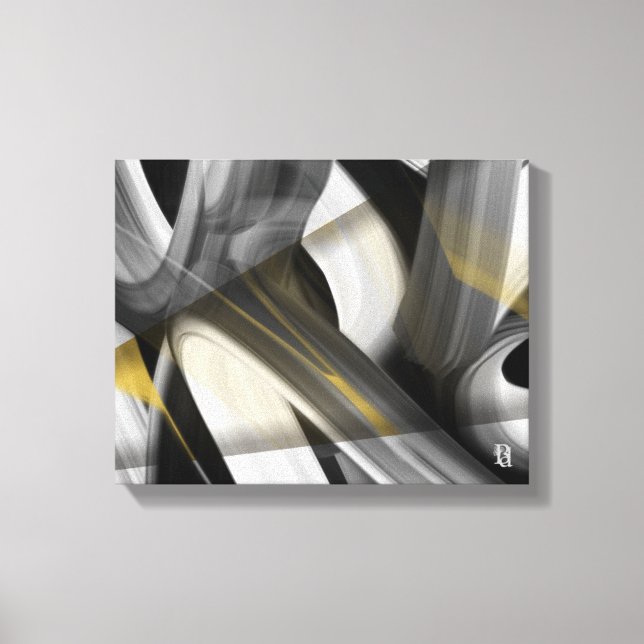 14x11" Trend Abstract Art Canvas Black White Gold (Framsida)
