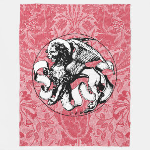 1500-talets Emblem Winged Lejon Fleecefilt