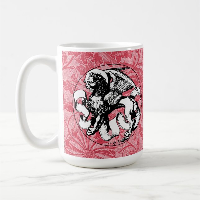 1500-talets Emblem Winged Lejon Kaffemugg (Vänster)