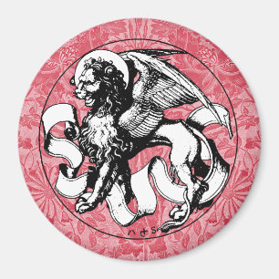1500-talets Emblem Winged Lejon Magnet