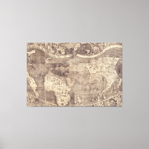 1507 Martin Waldseemuller World Map Canvastryck