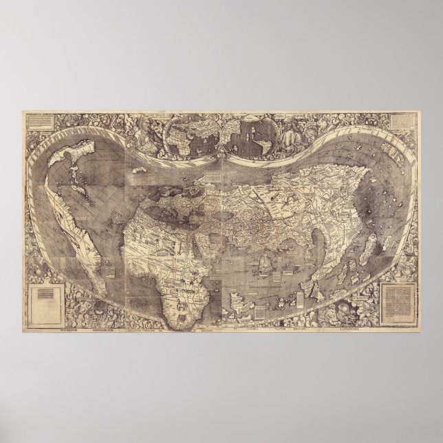 1507 Martin Waldseemuller World Map Poster (Framsidan)