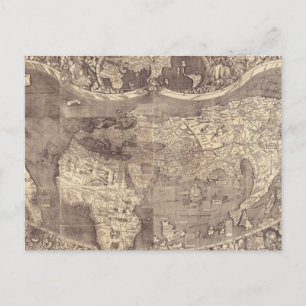 1507 Martin Waldseemuller World Map Vykort