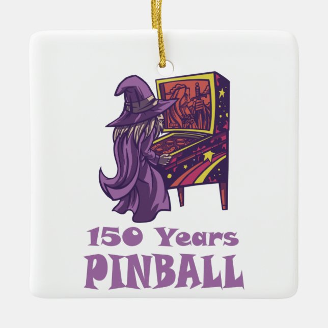 150 års Pinball-guide Arcade Birthday Julgransprydnad Keramik (Framsida)
