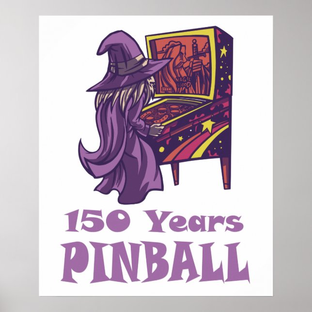 150 års Pinball-guide Arcade Birthday Poster (Framsidan)