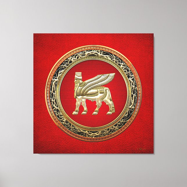 [150] Babyloniska Winged Bull Lamassu [3D] Canvastryck (Framsida)
