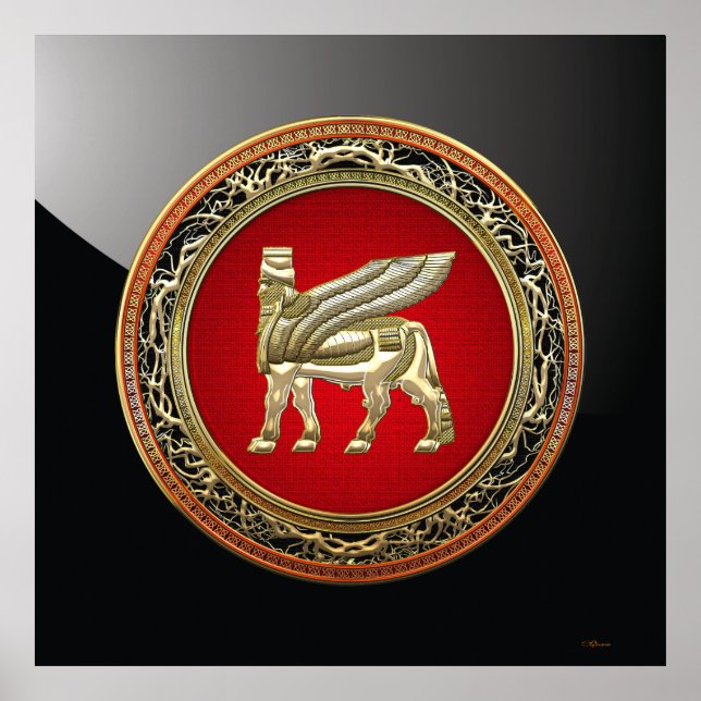 [150] Babyloniska Winged Bull Lamassu [3D] Poster (Framsidan)