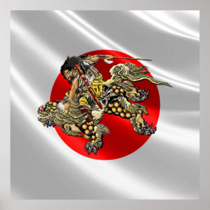 [150] Hokusai - Shoki Riding Shishi Lejon Poster