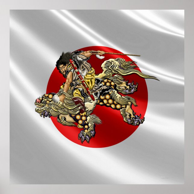 [150] Hokusai - Shoki Riding Shishi Lejon Poster (Framsidan)